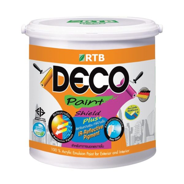 สีน้ำทาภายนอก ชนิดกึ่งเงา RTB DECO SHIELD PLUS+ BASE D สีขาว 1 แกลลอน