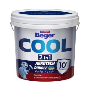 สีน้ำทาภายนอก ชนิดด้าน BEGER COOL 2 IN 1 BASE A สีขาว 9 ลิตร