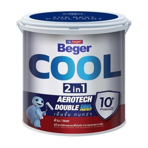 สีน้ำทาภายนอก ชนิดด้าน BEGER COOL 2 IN 1 BASE A สีขาว 1 แกลลอน