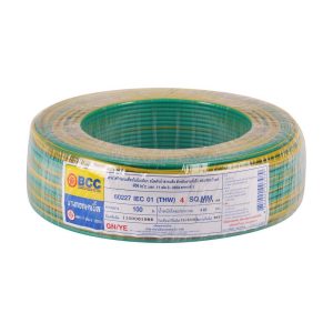 สายไฟ THW IEC01 BCC 1x4ตร.มม. 100 ม. สีเขียวคาดเหลือง